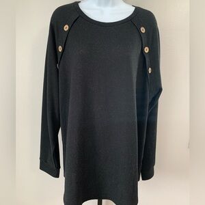 Black Button-Accent Women's Top
